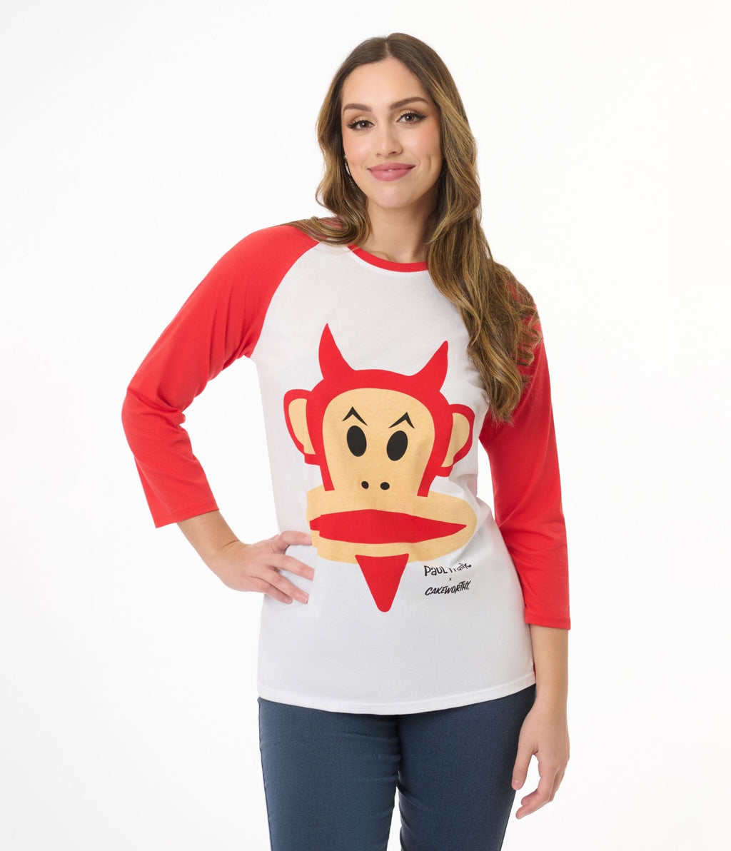 Cakeworthy Paul Frank Devil Julius Raglan Unisex Tee - Unique Vintage - Womens, GRAPHIC TEES, TEES