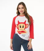 Cakeworthy Paul Frank Devil Julius Raglan Unisex Tee - Unique Vintage - Womens, GRAPHIC TEES, TEES