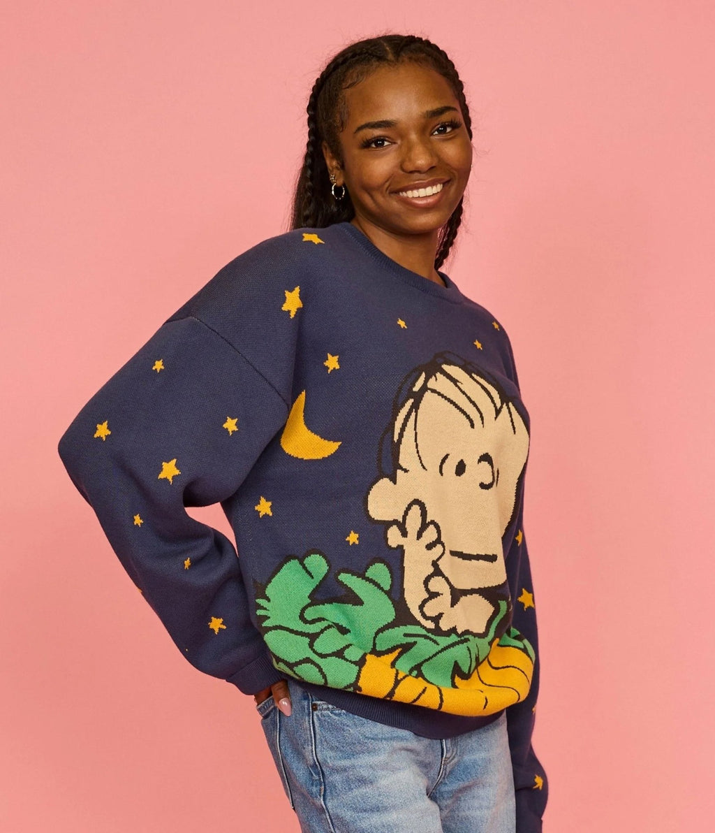 Cakeworthy Peanuts Great Pumpkin Charlie Brown Knit Sweater - Unique Vintage - Sweaters