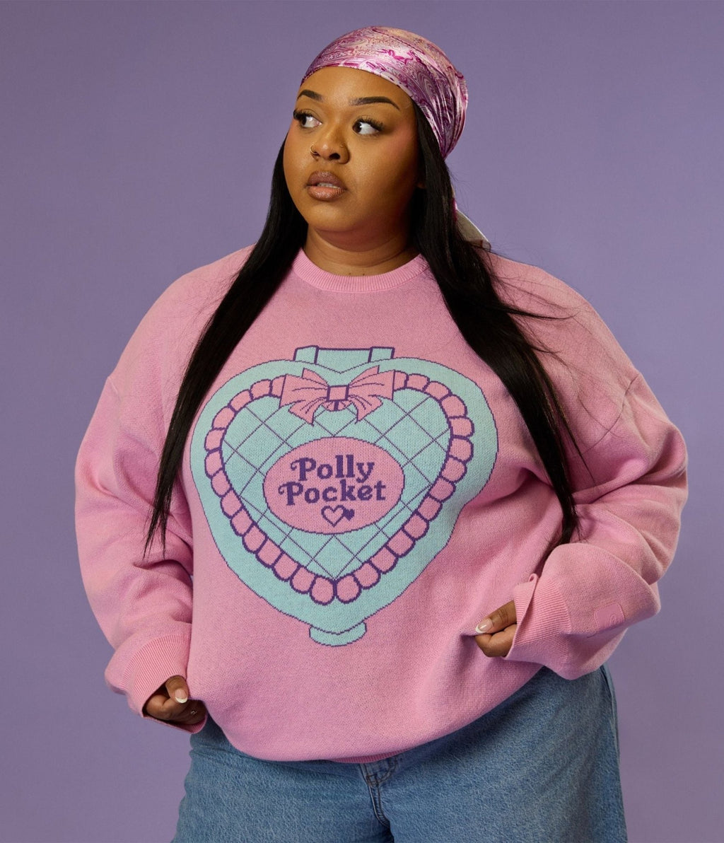 Cakeworthy Pink Polly Pocket Cotton Sweater - Unique Vintage - Womens, GRAPHIC TEES, SWEATSHIRTS