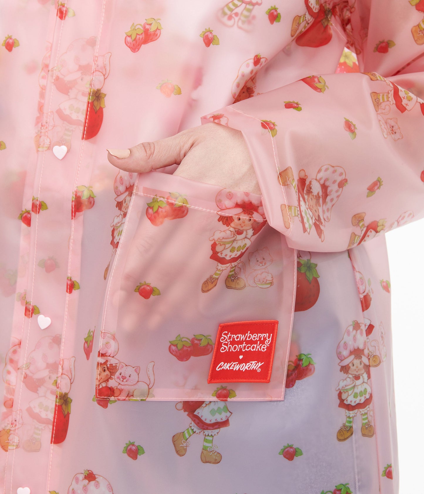 Cakeworthy Pink & Red Strawberry Shortcake Rain Jacket - Unique Vintage - Womens, TOPS, OUTERWEAR