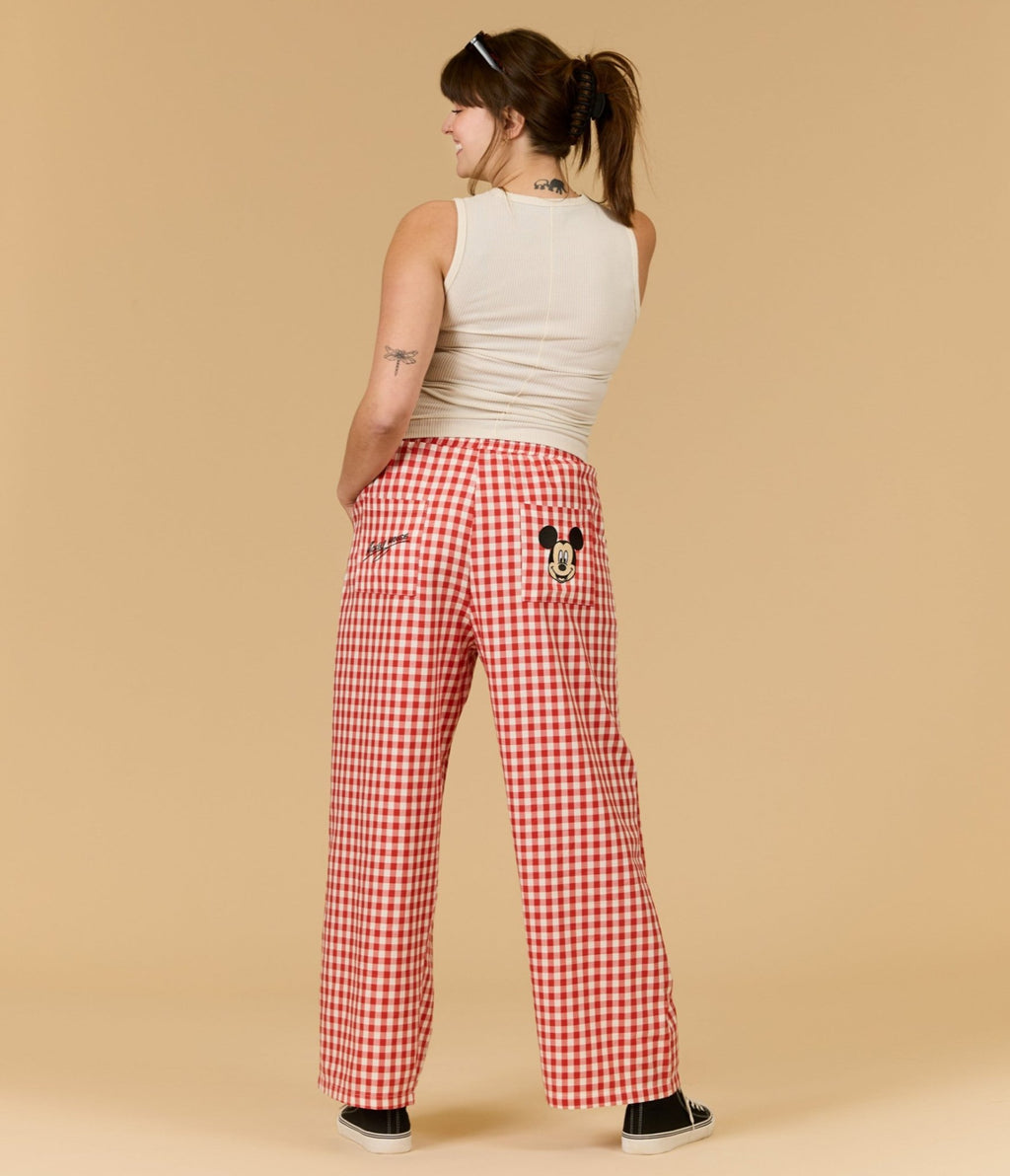 Cakeworthy Red Gingham Mickey Mouse Lounge Pants - Unique Vintage - Womens, BOTTOMS, PANTS