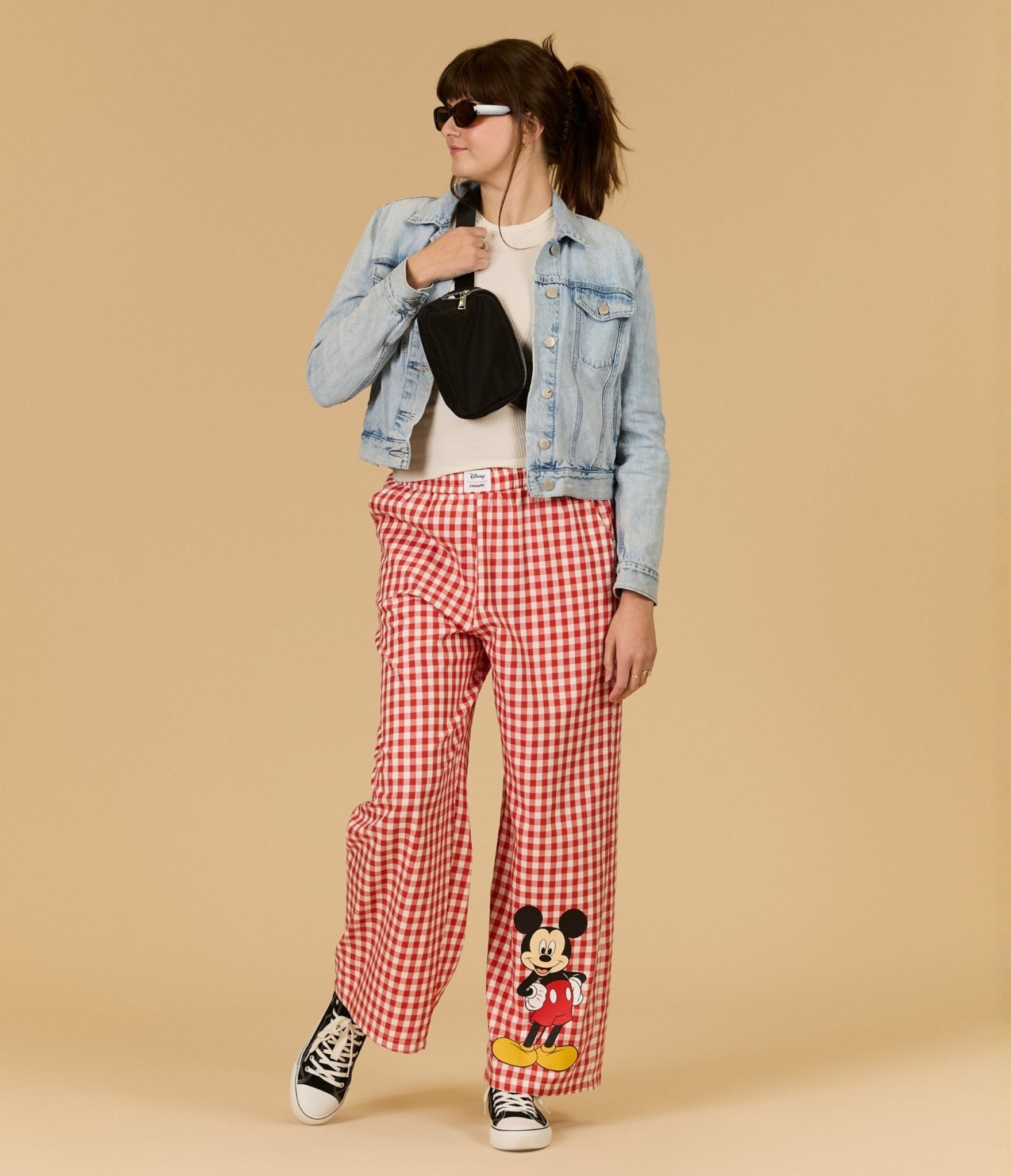 Cakeworthy Red Gingham Mickey Mouse Lounge Pants - Unique Vintage - Womens, BOTTOMS, PANTS