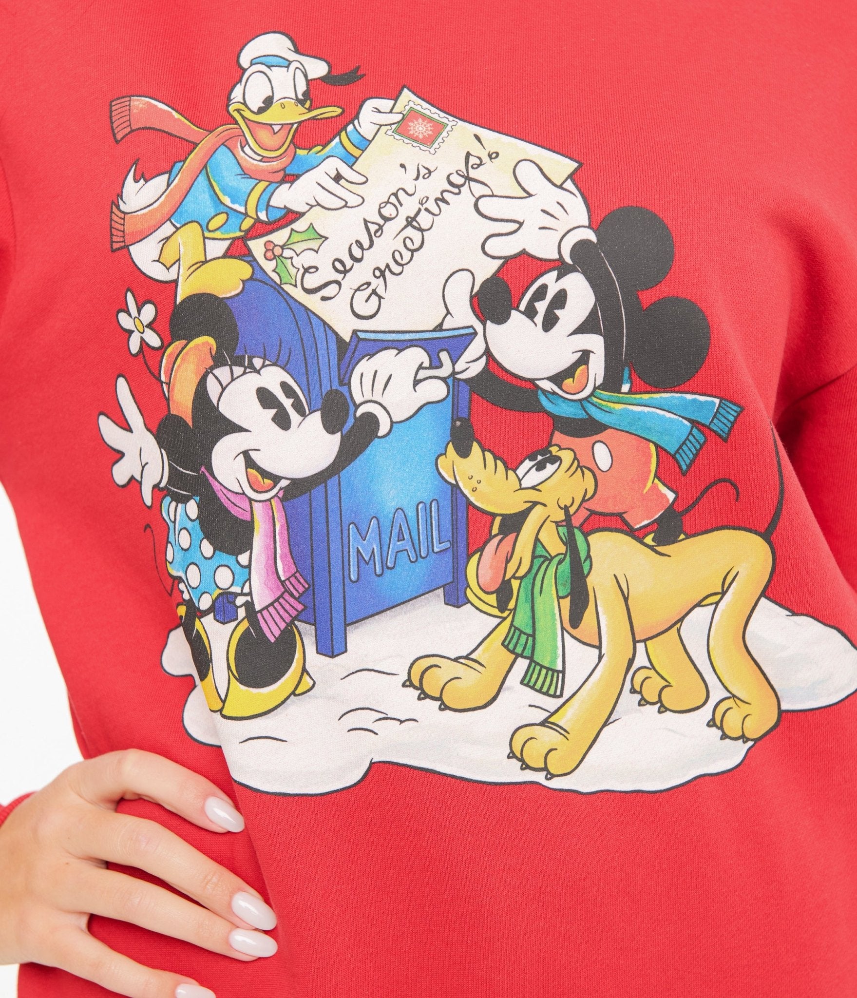 Cakeworthy Red Mickey & Minnie Seasons Greetings Sweatshirt - Unique Vintage - Womens, GRAPHIC TEES, SWEATSHIRTS