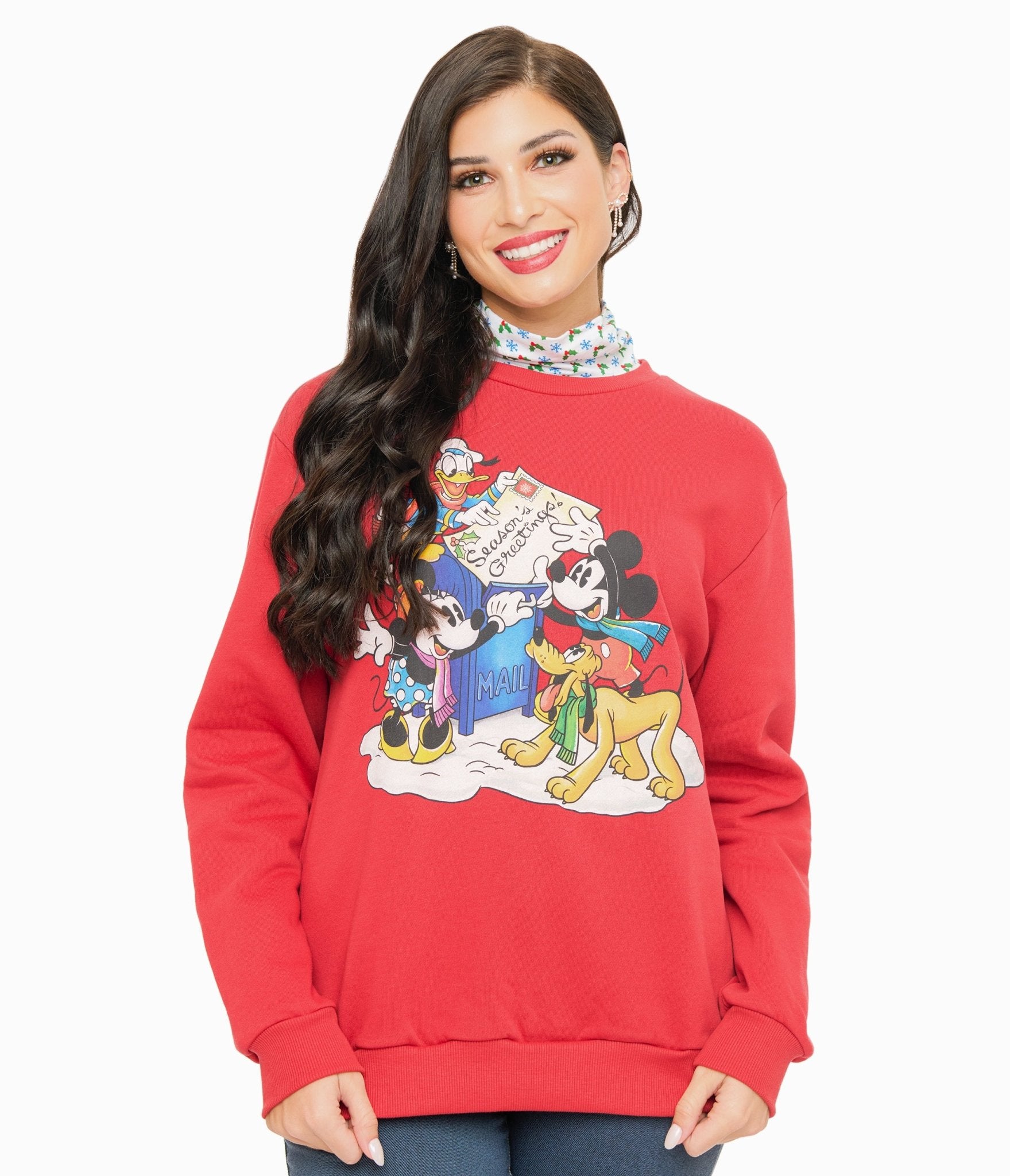 Cakeworthy Red Mickey & Minnie Seasons Greetings Sweatshirt - Unique Vintage - Womens, GRAPHIC TEES, SWEATSHIRTS