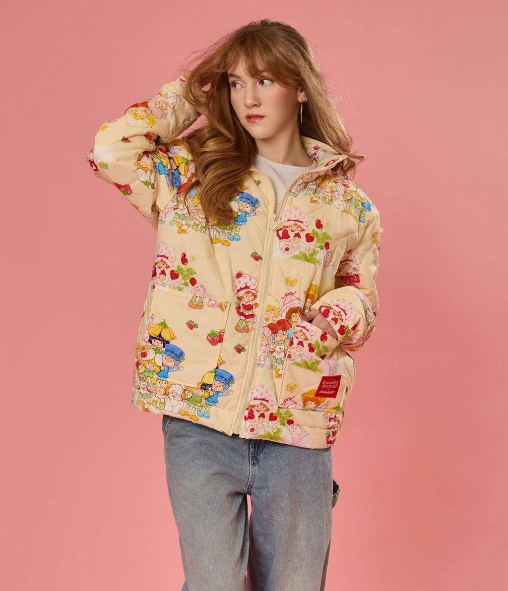 Cakeworthy Strawberry Shortcake Quilted Jacket - Unique Vintage - Womens, TOPS, OUTERWEAR