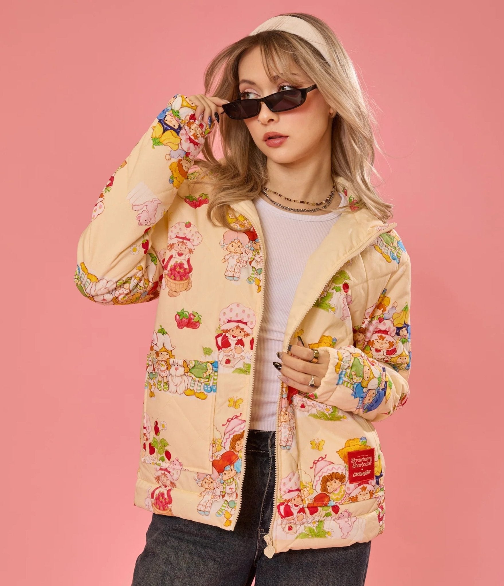 Cakeworthy Strawberry Shortcake Quilted Jacket - Unique Vintage - Womens, TOPS, OUTERWEAR