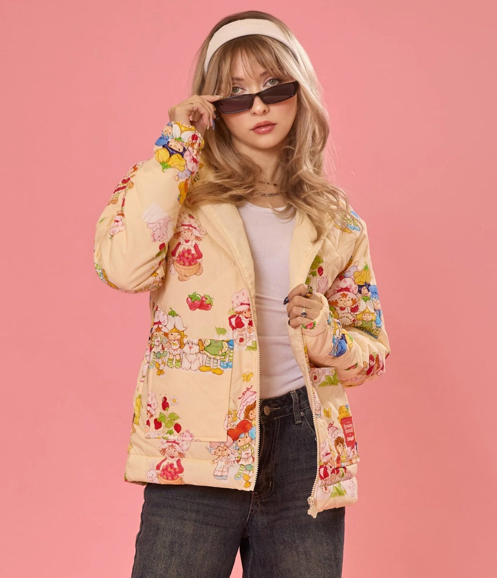 Cakeworthy Strawberry Shortcake Quilted Jacket - Unique Vintage - Womens, TOPS, OUTERWEAR