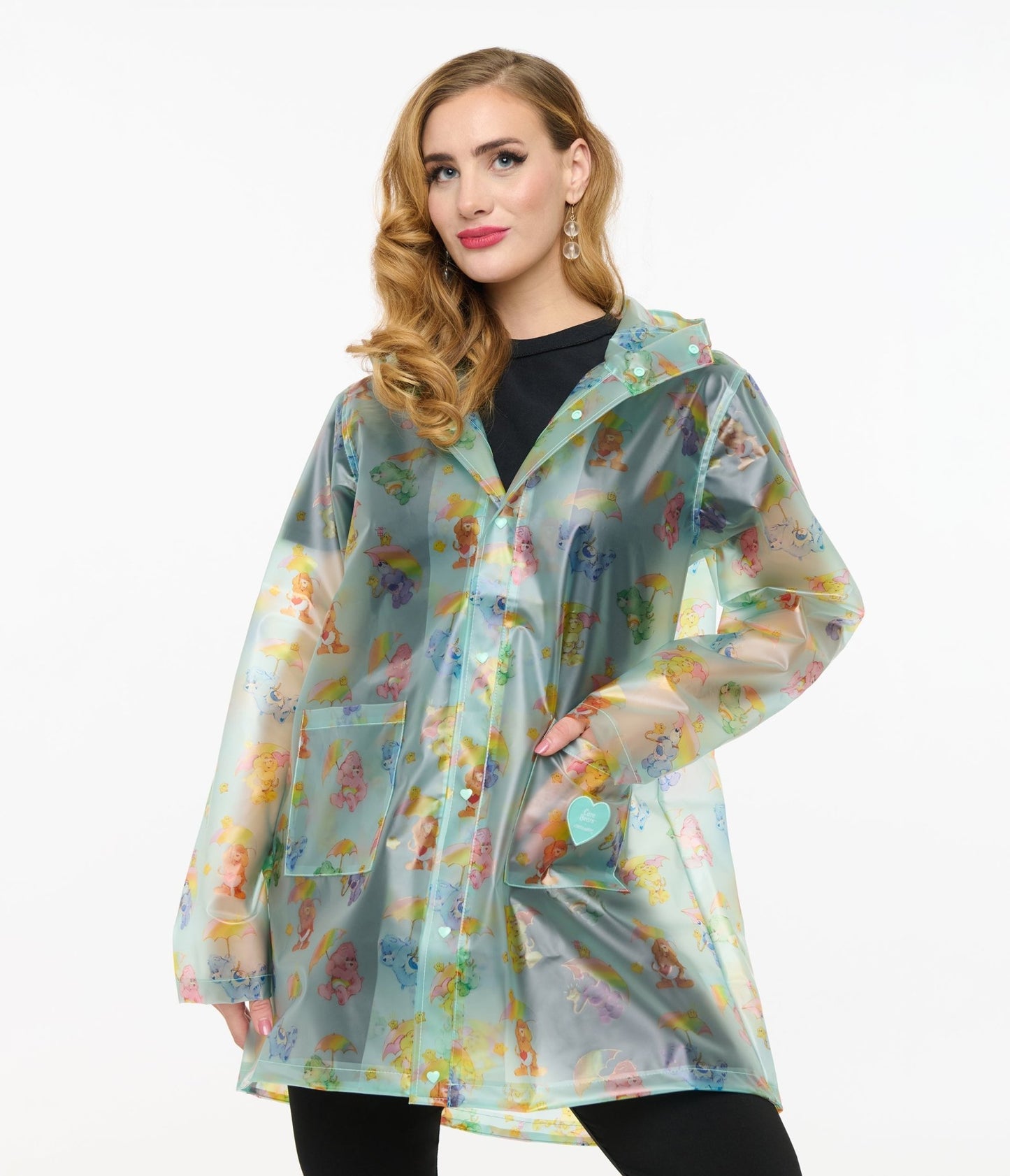 Cakeworthy Turquoise Care Bears Rain Jacket - Unique Vintage - Womens, TOPS, OUTERWEAR