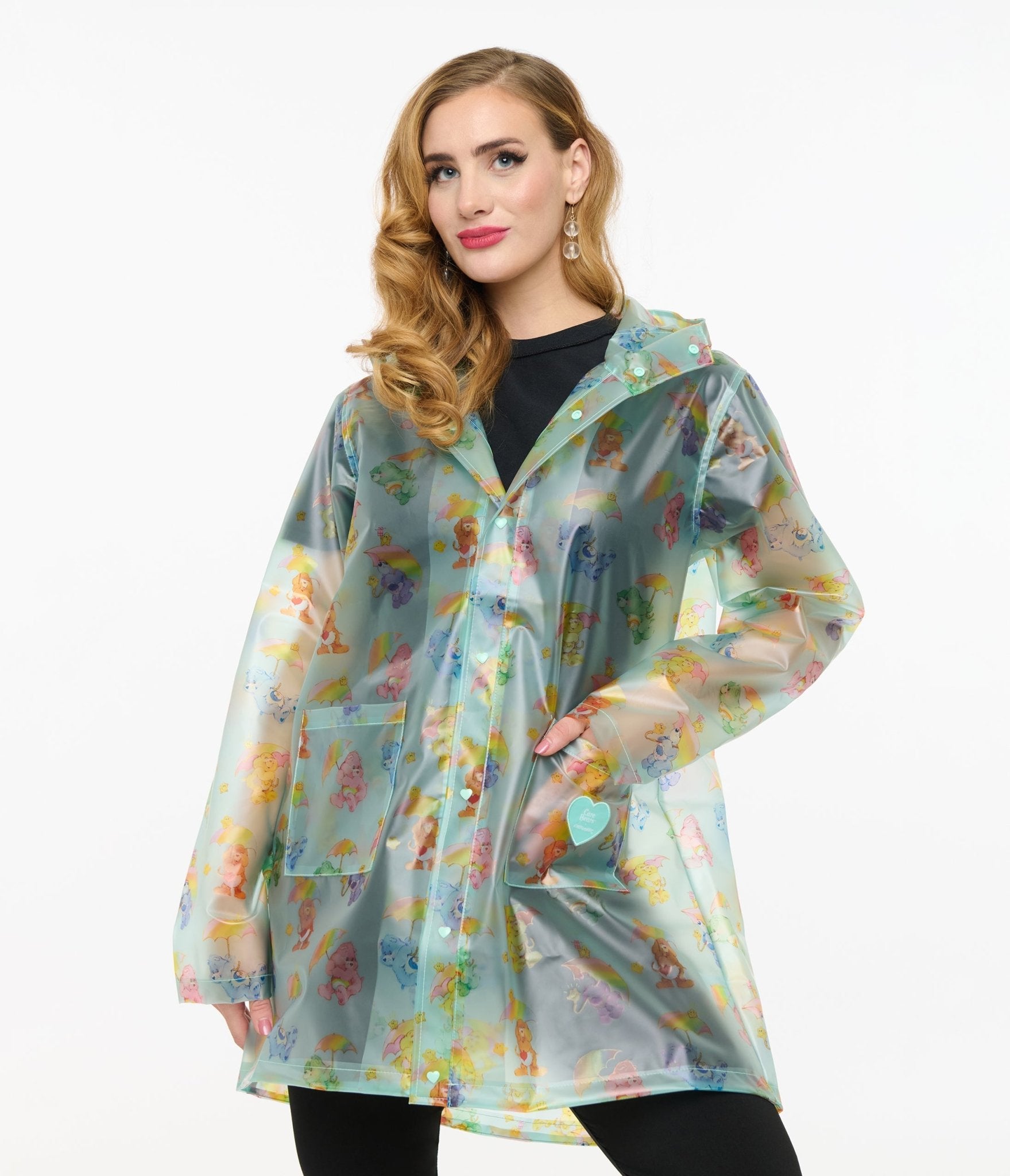 Cakeworthy Turquoise Care Bears Rain Jacket - Unique Vintage - Womens, TOPS, OUTERWEAR