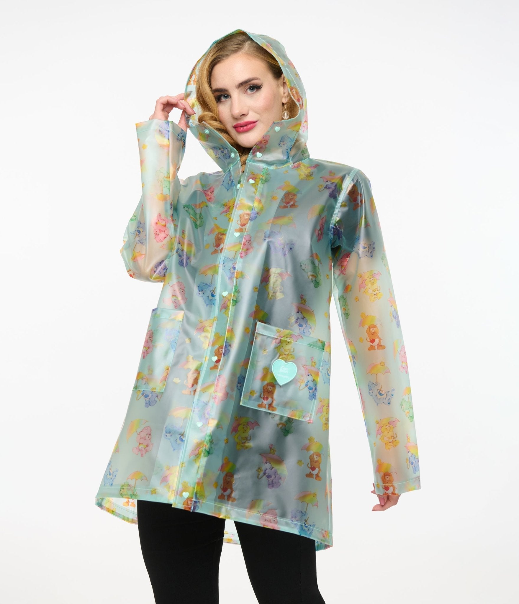 Cakeworthy Turquoise Care Bears Rain Jacket - Unique Vintage - Womens, TOPS, OUTERWEAR