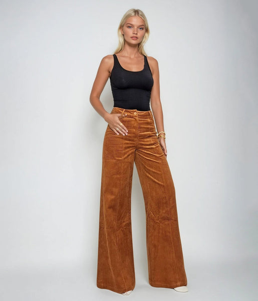 Camel Corduroy Wide Leg Pants – Unique Vintage