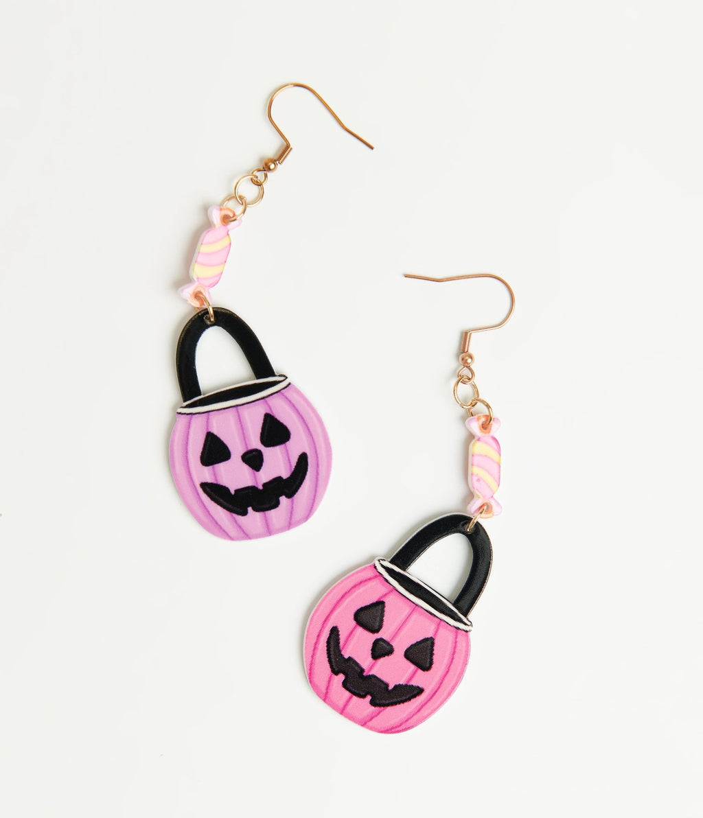 Candy in a Bucket Trick or Treat Earrings - Unique Vintage - Womens, ACCESSORIES, JEWELRY