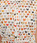 Cat Face Print Cotton Fit & Flare Dress - Unique Vintage - Womens, DRESSES, FIT AND FLARE