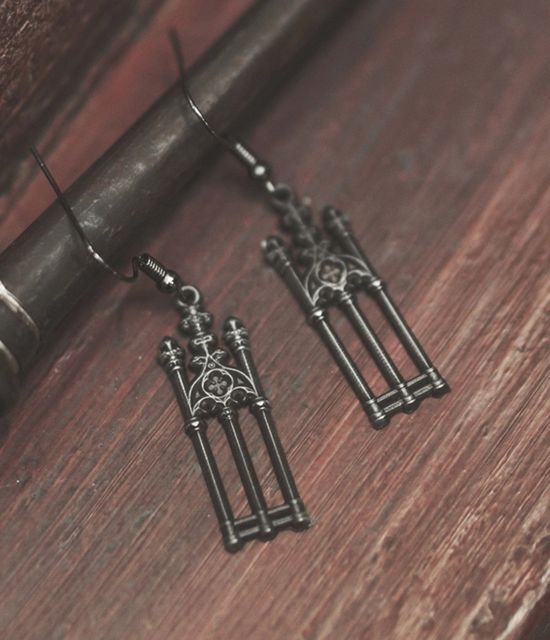 Cemetery Gates Dangle Earrings - Unique Vintage - Womens, ACCESSORIES, JEWELRY