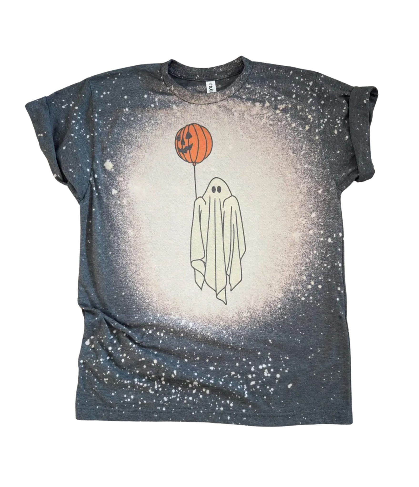 Charcoal Bleached Ghost & Pumpkin Graphic Tee - Unique Vintage - Womens, GRAPHIC TEES, TEES