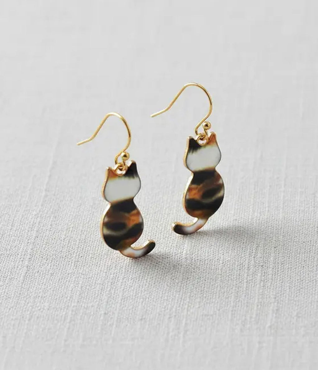 Charming Cat Dangle Earrings - Unique Vintage - Womens, ACCESSORIES, JEWELRY