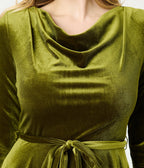 Chartreuse Velvet Swing Dress - Unique Vintage - Womens, DRESSES, SWING