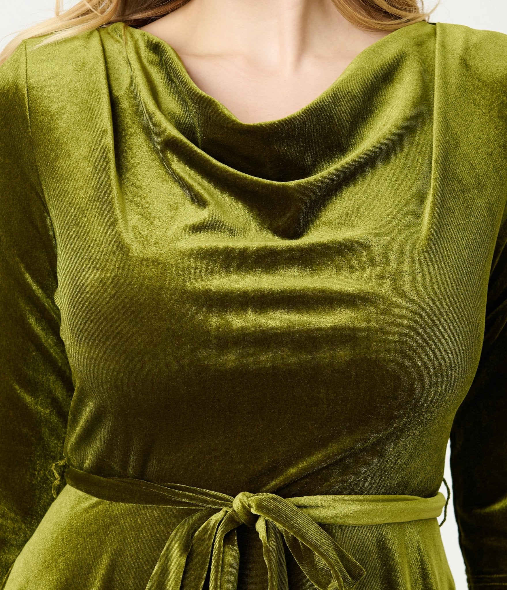 Chartreuse Velvet Swing Dress - Unique Vintage - Womens, DRESSES, SWING