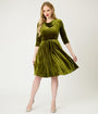 Chartreuse Velvet Swing Dress