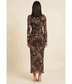 Cheetah Print Mesh Ruched Maxi Dress - Unique Vintage - Maxi Dresses