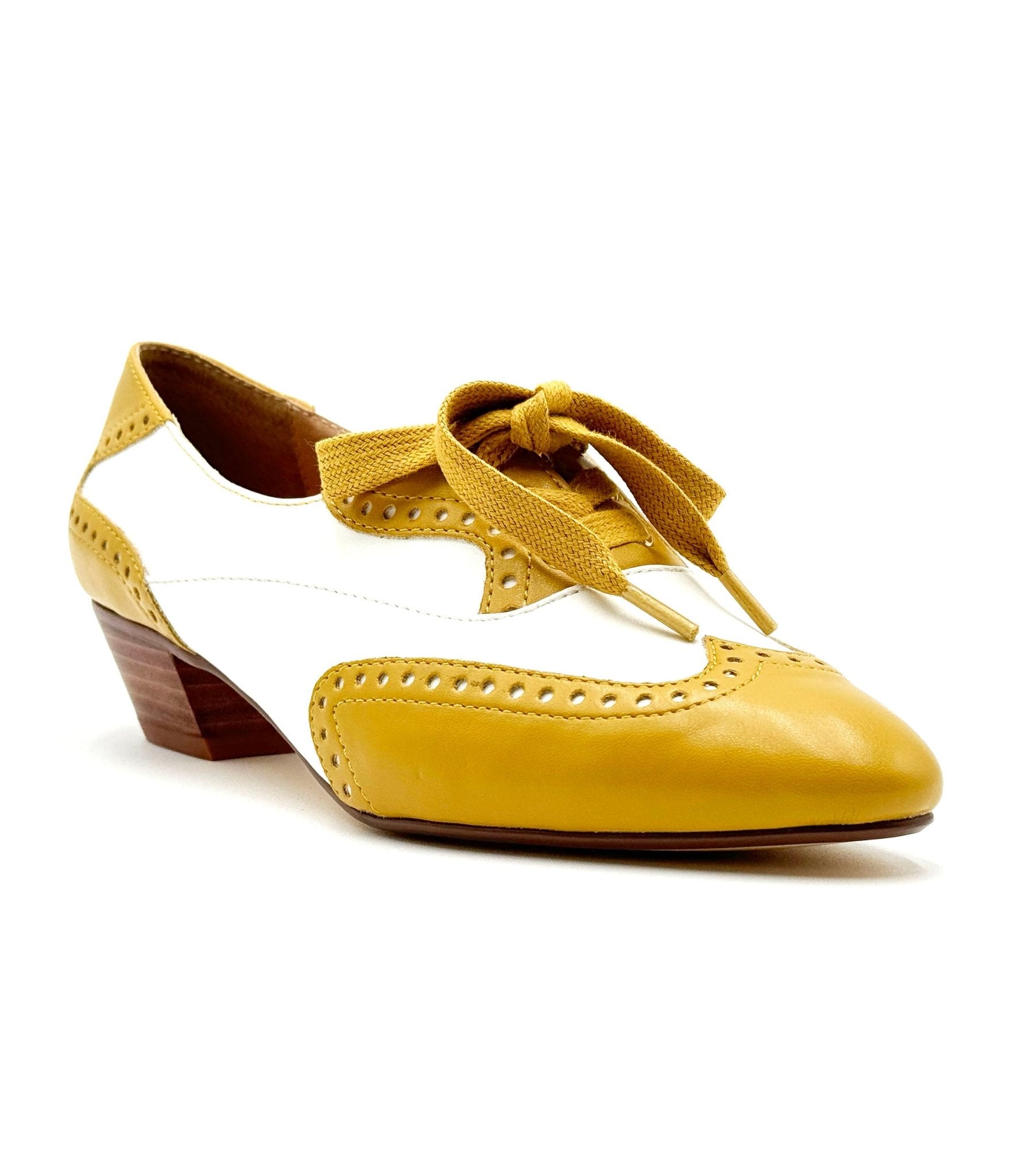 Vintage Saddle Shoes Women Chelsea Crew 1950's Mustard White Demi