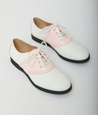 Chelsea Crew 1950s Pink & White Rizzo Saddle Oxford Shoes - Unique Vintage - Womens, SHOES, FLATS