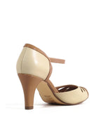 Chelsea Crew Beige & Brown Getty Heels - Unique Vintage - Womens, SHOES, HEELS