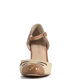 Chelsea Crew Beige & Brown Getty Heels - Unique Vintage - Womens, SHOES, HEELS