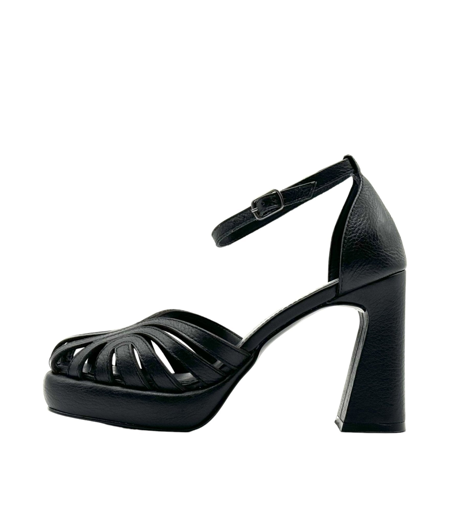 Chelsea Crew Black Karmel Retro Platform Heels - Unique Vintage - Womens, SHOES, HEELS