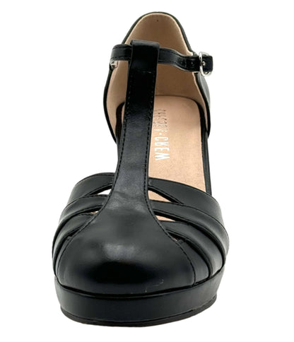 Chelsea Crew Black T - Strap Francine Heels - Unique Vintage - Womens, SHOES, HEELS
