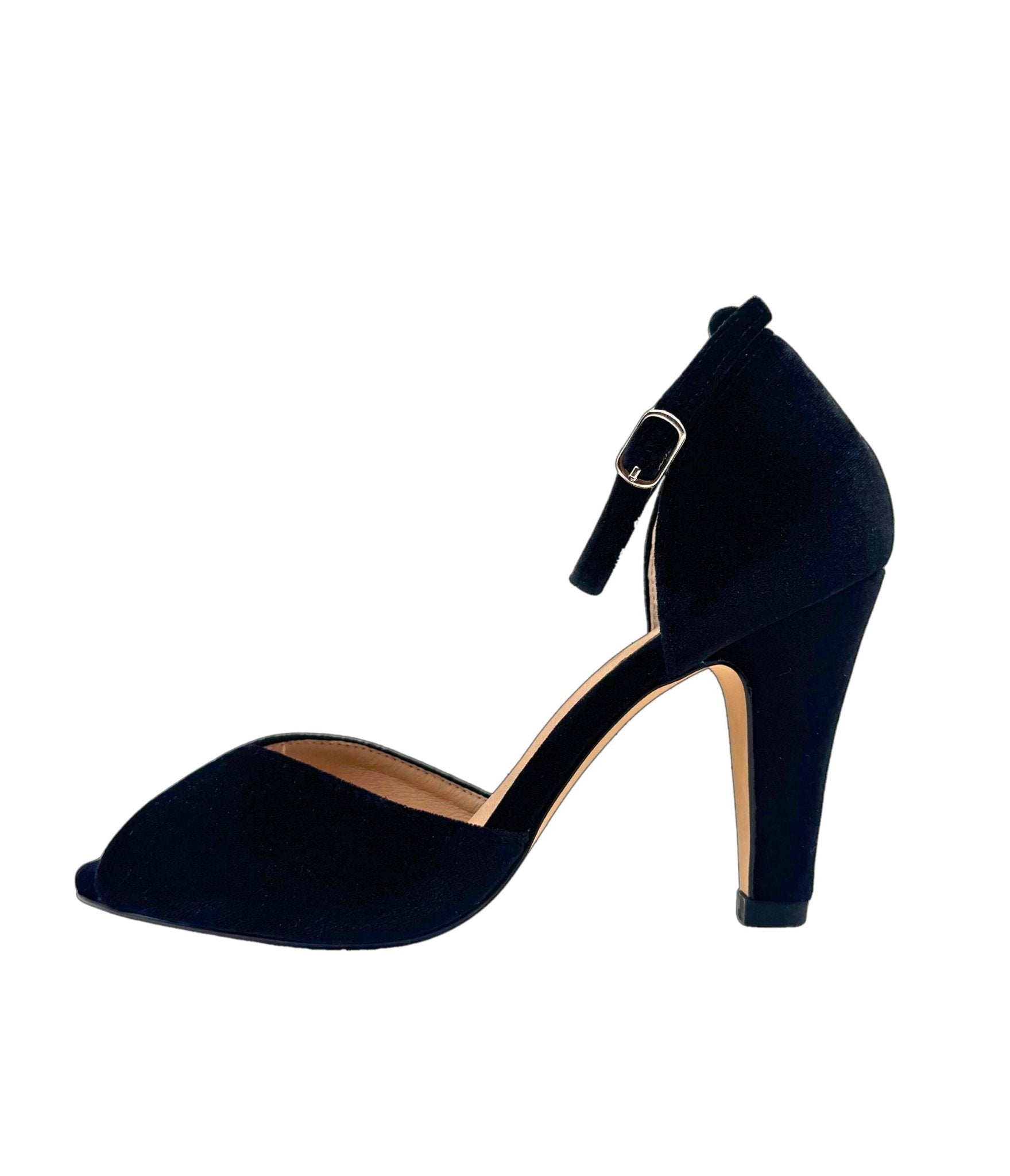 Chelsea Crew Black Velvet Lola Pumps - Unique Vintage - Womens, SHOES, HEELS