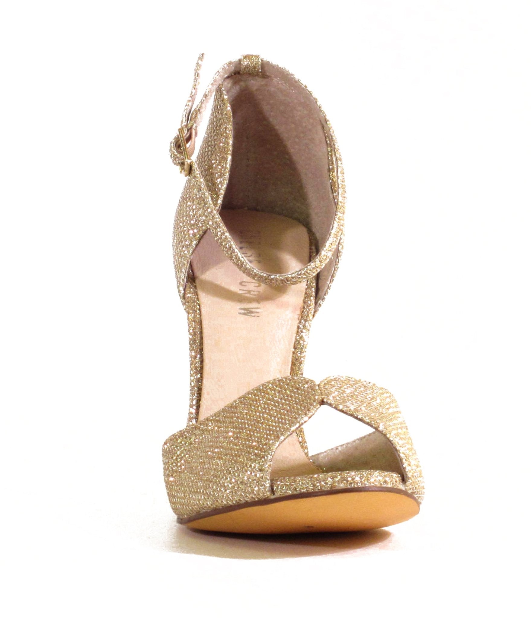Chelsea Crew Gold Glitter Leatherette Lola Pumps - Unique Vintage - Womens, SHOES, HEELS