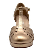 Chelsea Crew Gold T - Strap Francine Heels - Unique Vintage - Womens, SHOES, HEELS