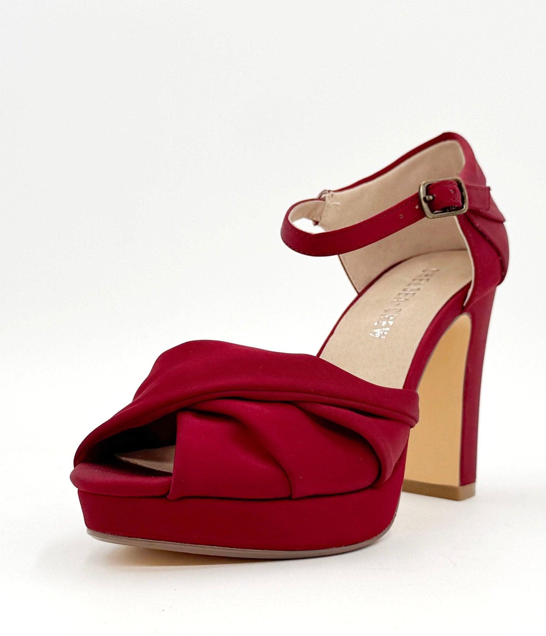 Chelsea Crew Red Satin Gloria Heels - Unique Vintage - Womens, SHOES, HEELS