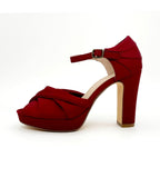Chelsea Crew Red Satin Gloria Heels - Unique Vintage - Womens, SHOES, HEELS