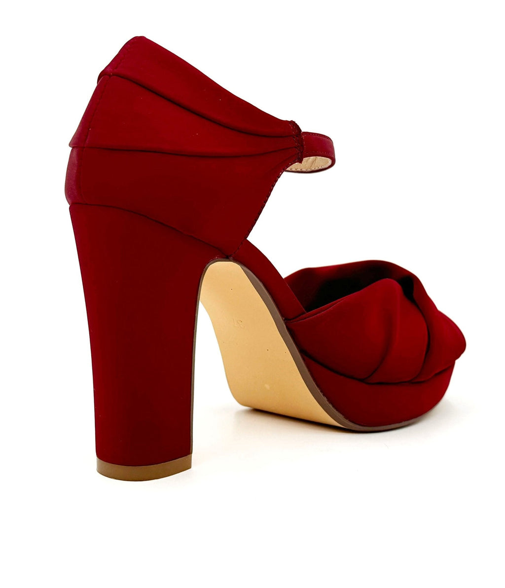 Chelsea Crew Red Satin Gloria Heels - Unique Vintage - Womens, SHOES, HEELS