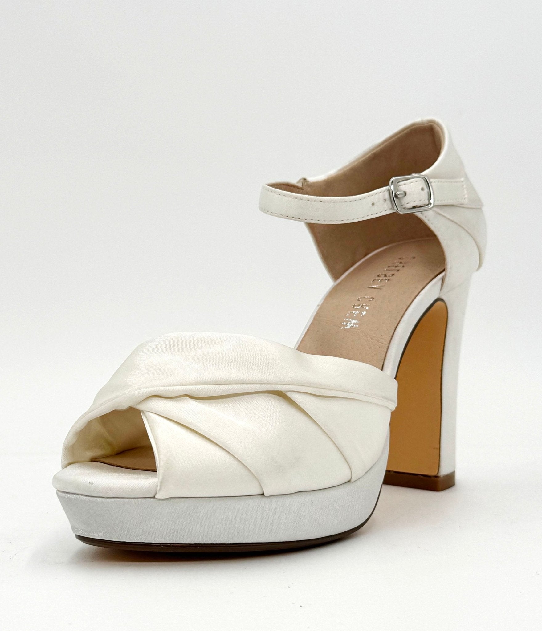 Chelsea Crew White Satin Gloria Heels - Unique Vintage - Womens, SHOES, HEELS