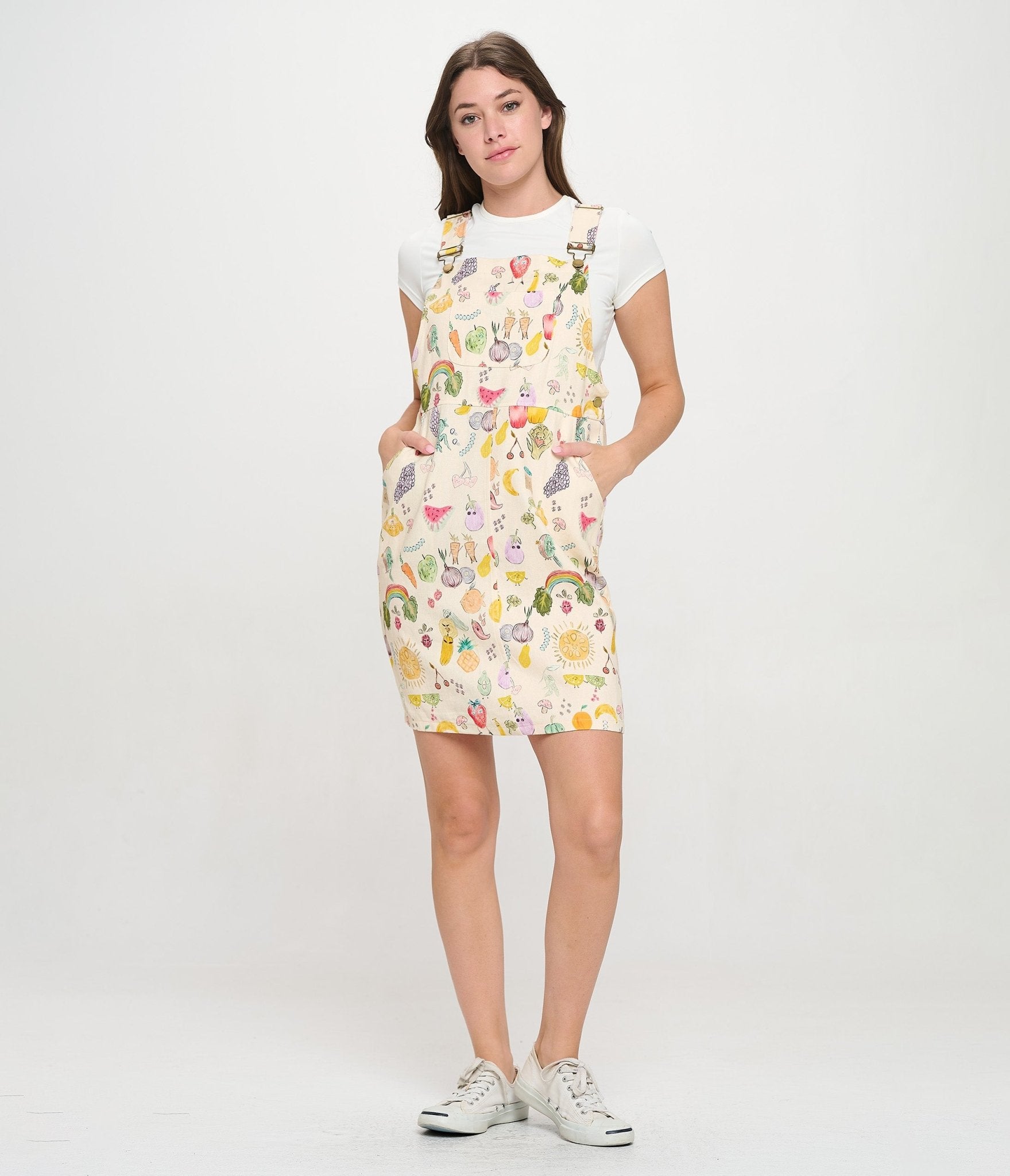 Cherries & Berries Print Cotton Skirt Overalls - Unique Vintage - Womens, BOTTOMS, ROMPERS AND JUMPSUITS