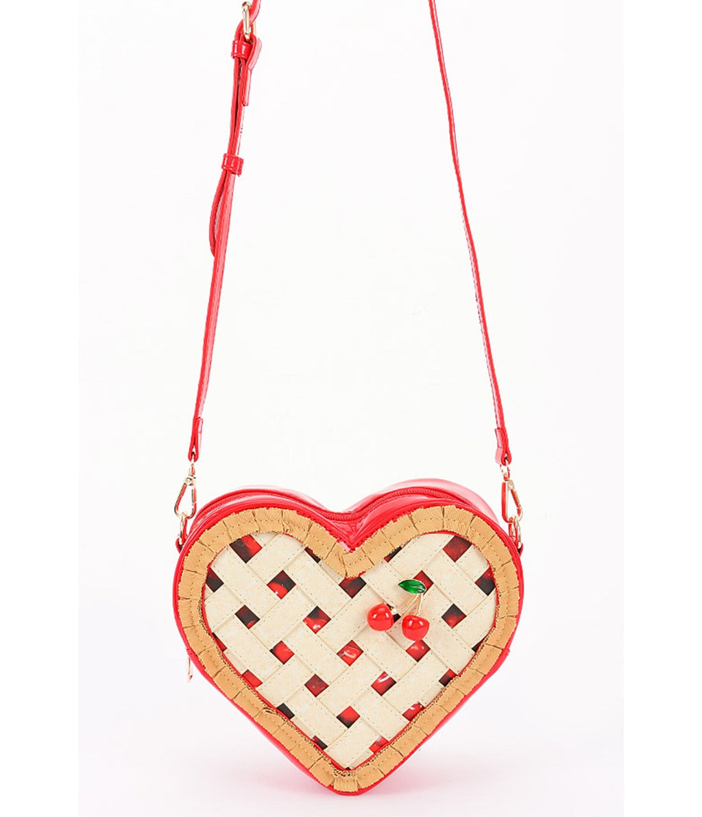 Cherry Pie Heart Crossbody Bag - Unique Vintage - Womens, ACCESSORIES, HANDBAGS