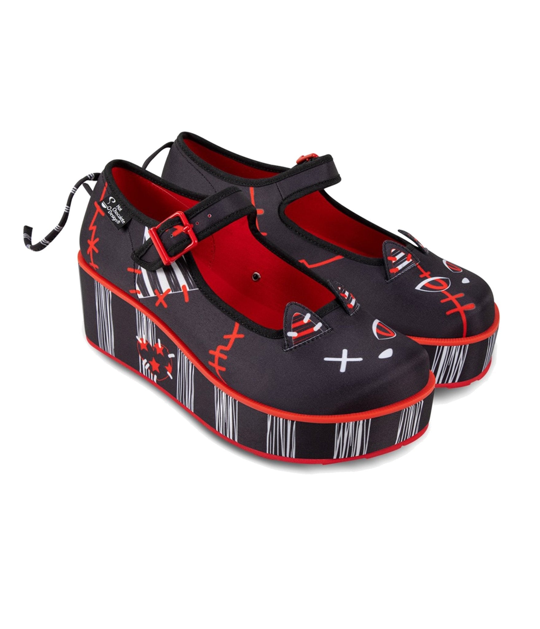 Chocolaticas® Riot Kitty Mary Jane Platforms - Unique Vintage - Womens, SHOES, HEELS