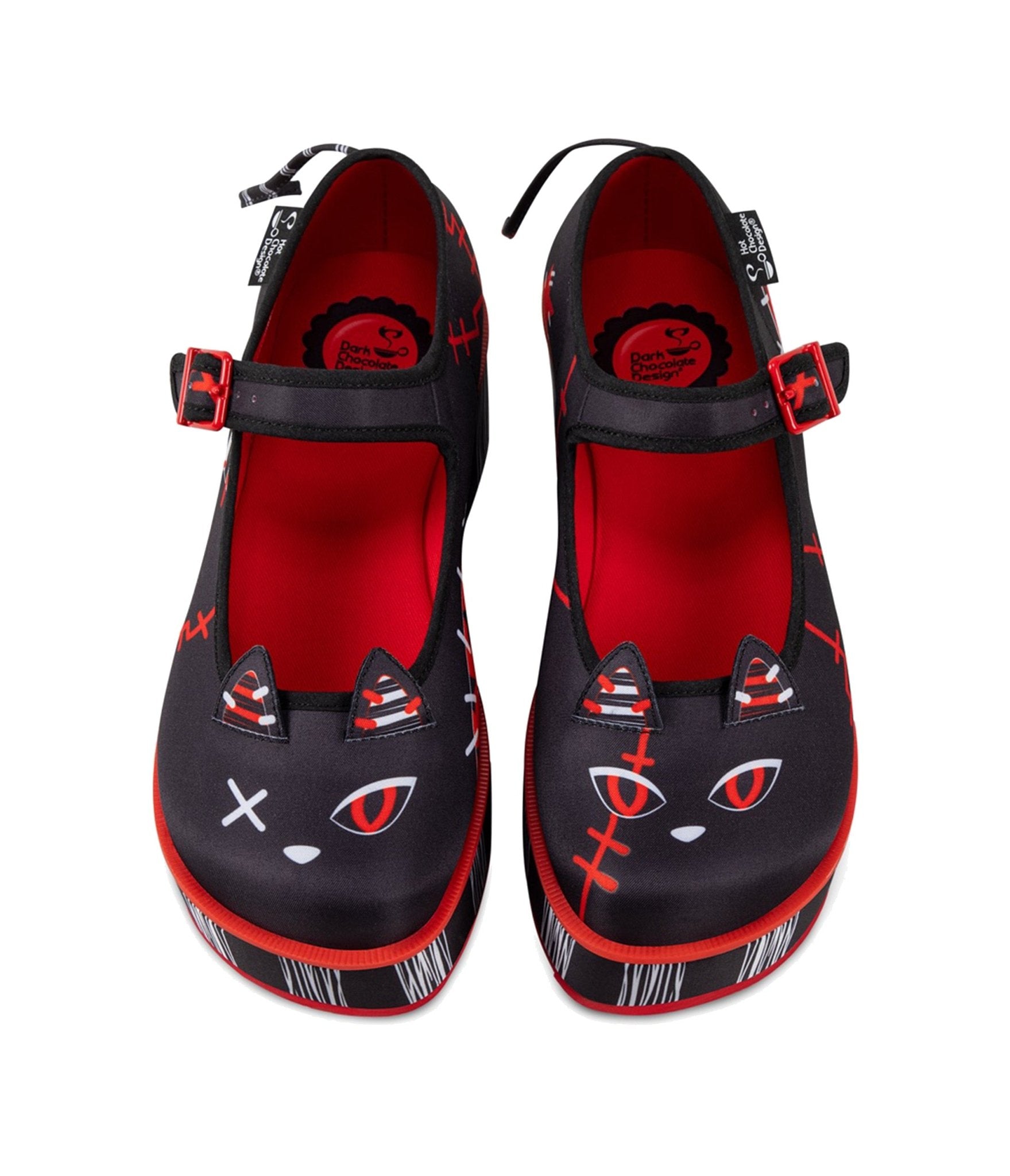 Chocolaticas® Riot Kitty Mary Jane Platforms - Unique Vintage - Womens, SHOES, HEELS