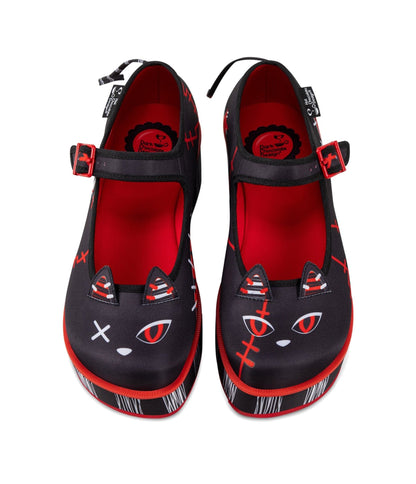 Chocolaticas® Riot Kitty Mary Jane Platforms - Unique Vintage - Womens, SHOES, HEELS