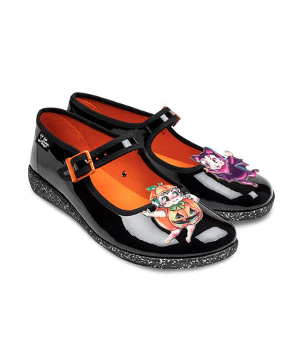 Chocolaticas® Tiny Terrors Patent Leatherette Mary Jane Flat - Unique Vintage - Womens, SHOES, FLATS