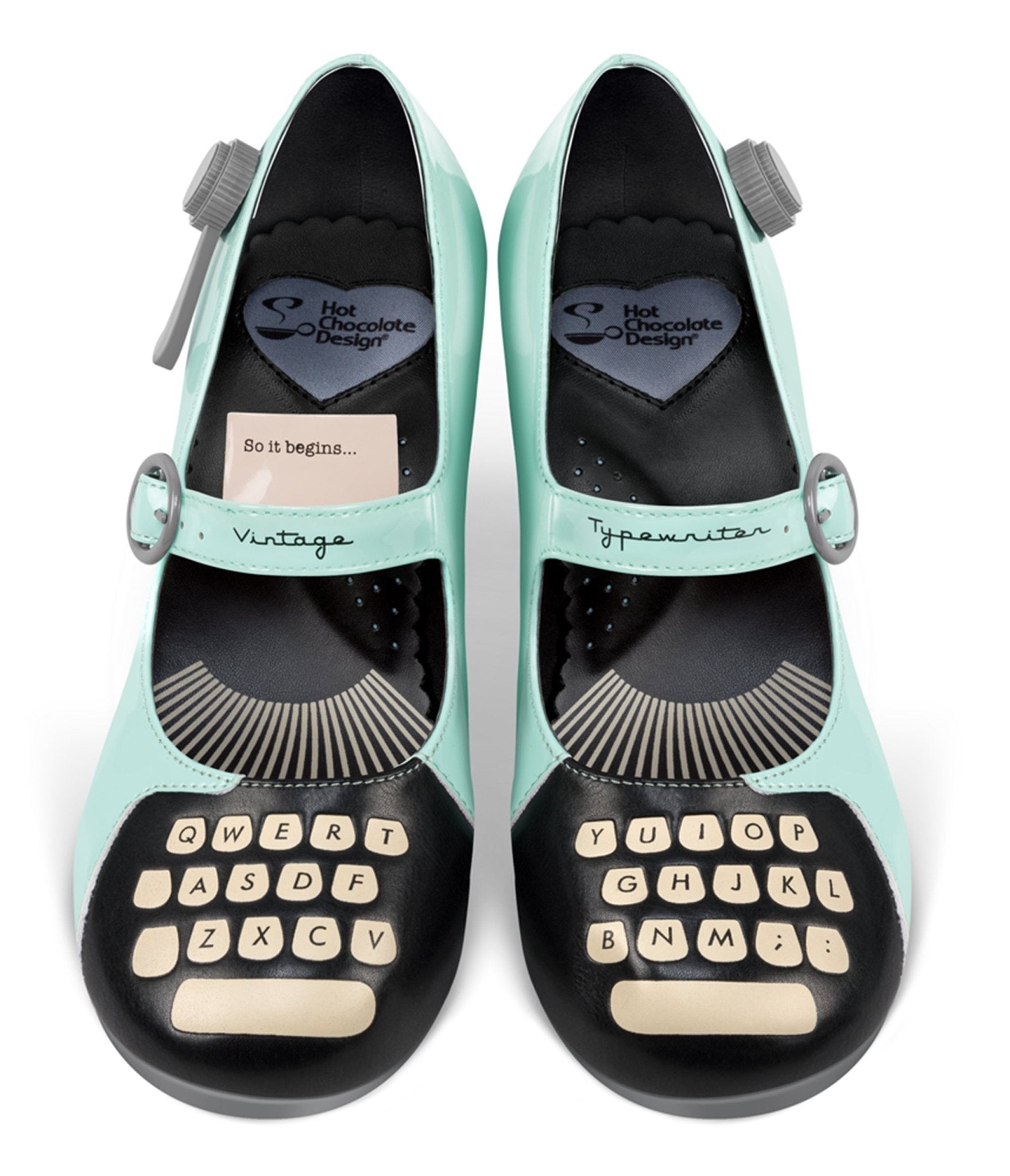 Chocolaticas® Typewriter Mary Jane Pumps - Unique Vintage - Womens, SHOES, SANDALS