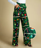 Christmas Tree Print Pants - Unique Vintage - Womens, BOTTOMS, PANTS