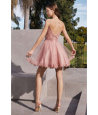 Cinderella Divine Blush Floral Lace Mini Homecoming Dress - Unique Vintage - Womens, DRESSES, PROM AND SPECIAL OCCASION