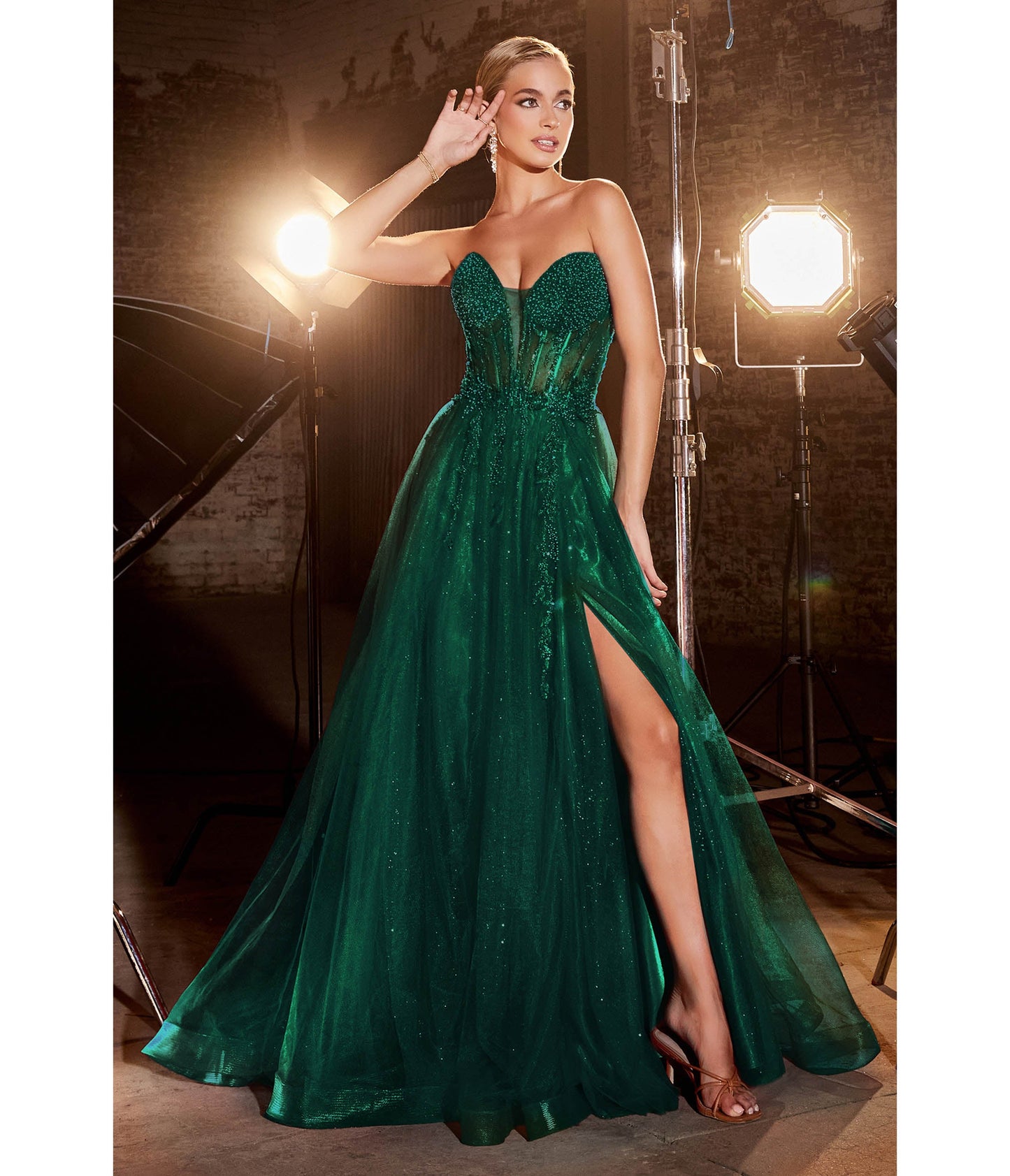Cinderella Divine Emerald Sparkle Corset Top Prom Gown - Unique Vintage - Womens, DRESSES, PROM AND SPECIAL OCCASION