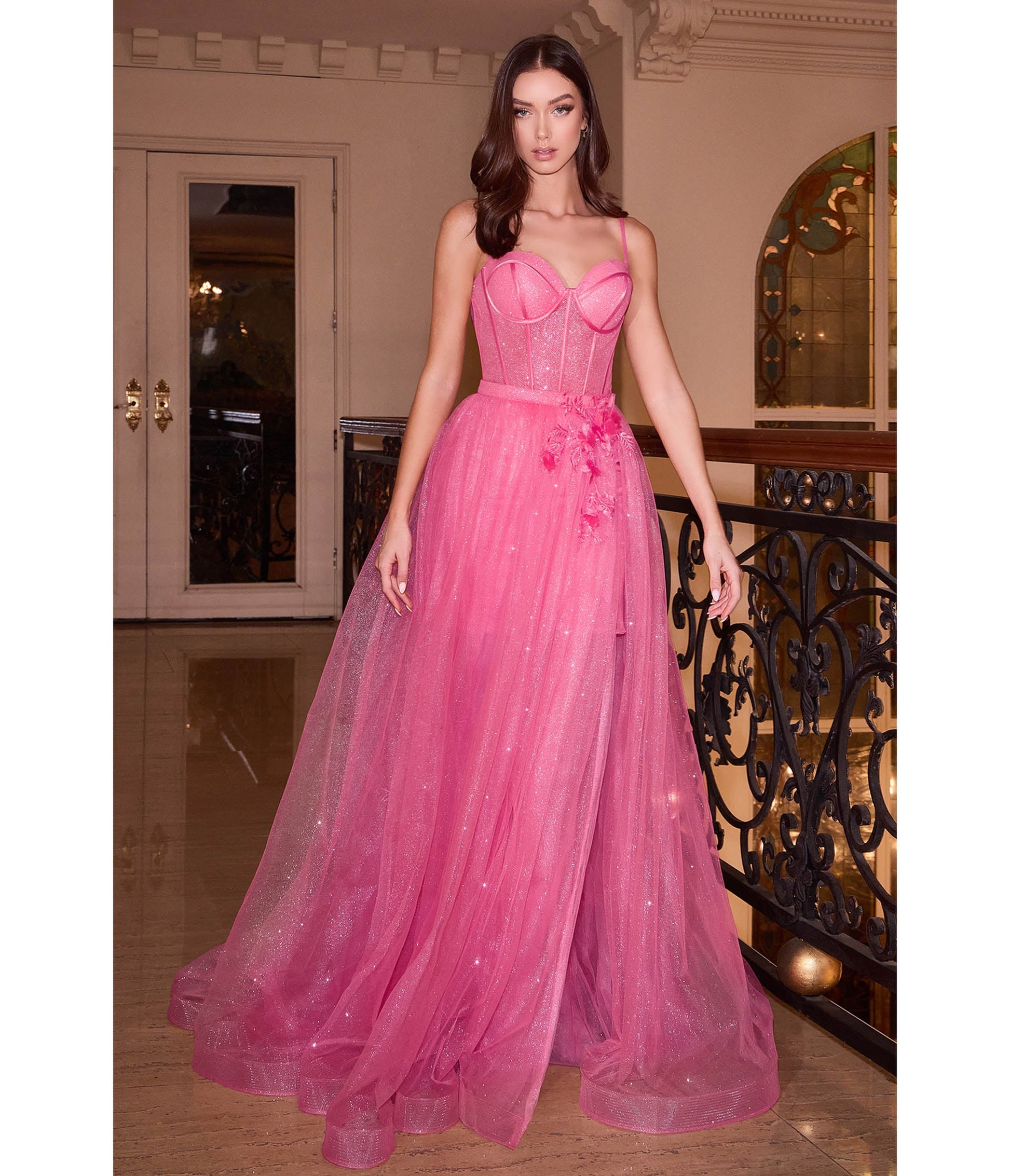 Cinderella Divine Fuschia Sparkle Prom Gown - Unique Vintage - Womens, DRESSES, PROM AND SPECIAL OCCASION
