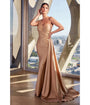 Cinderella Divine Gold Fitted One Shoulder Satin Bridesmaid Dress